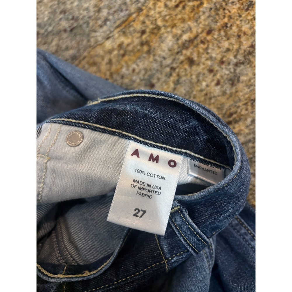 AMO Seamed Jean Enchanted Straight Leg Panelled Denim Blue Size 27 (Fits 29) USA - Picture 6 of 8